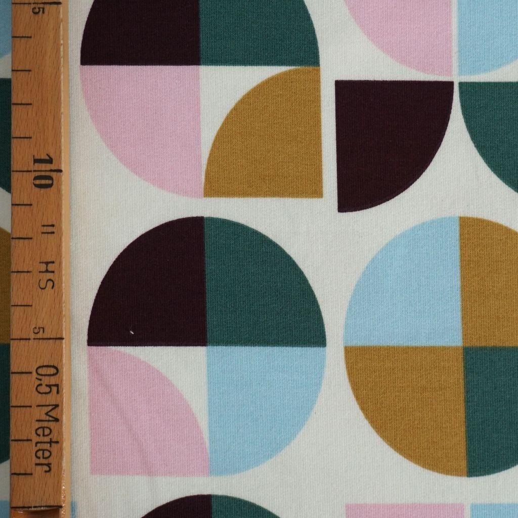 REST Stretch-Sweat Geometrisches lila rosa, gelb, grün
